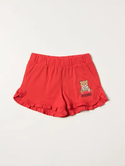 Moschino Kid Kids' Jogging Shorts With Teddy In Red