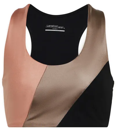 Lanston Sport Finn Colorblocked Sports Bra In Black