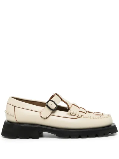 Hereu Soller Mary Jane Woven Calfskin Loafers In White