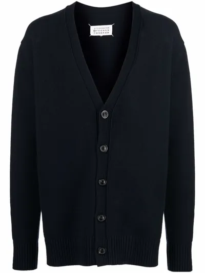 Maison Margiela Fine-knit Cashmere Cardigan In Black