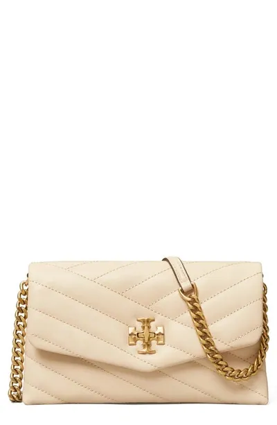 Tory Burch Kira Chevron Quilted Leather Wallet On A Chain In Pink