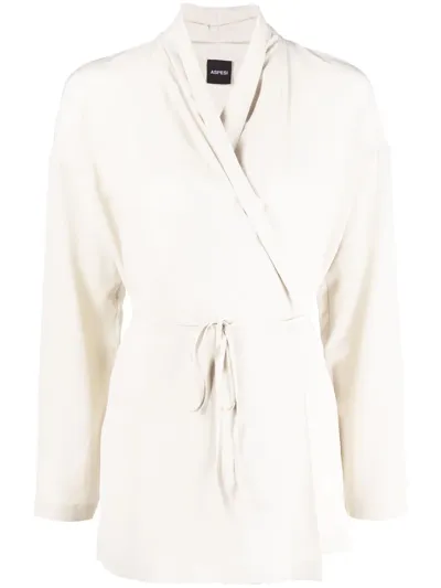 Aspesi Wrapped Tie Fastening Blazer In Neutrals