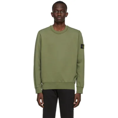 Stone Island Crewneck Cotton Sweatshirt In Green