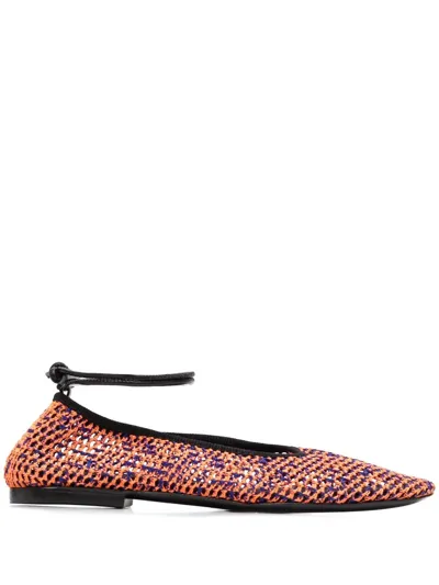 Msgm Woven Ballerina Shoes In Orange