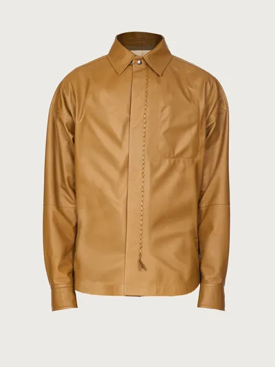 Ferragamo Nappa Over Shirt In Brown