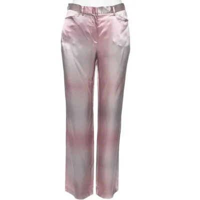 Pre-owned Emporio Armani Pink & Grey Silk Pants M