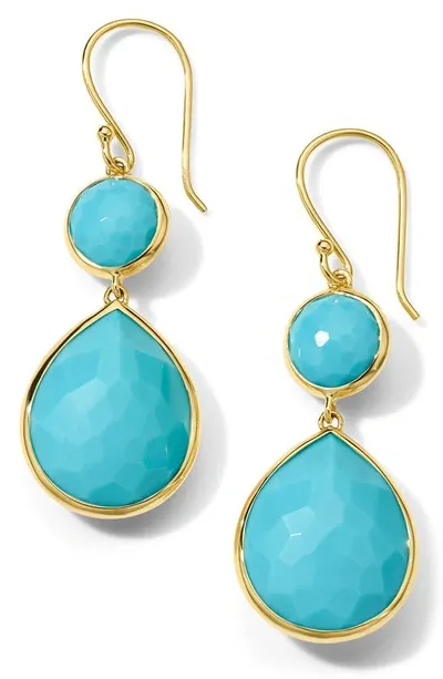 Ippolita Women's Snowman 18k Green Gold & Turquoise Two-stone Drop Earrings In Blue