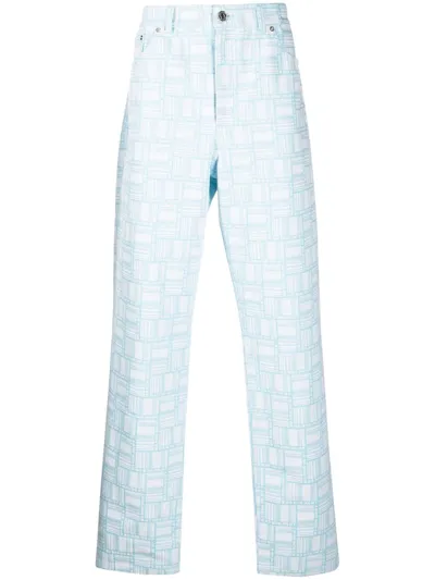 Vtmnts Patterned Straight-leg Trousers In Blue