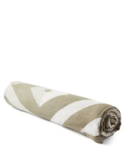 Frescobol Carioca Angra Cotton And Linen-blend Jacquard Towel In Green