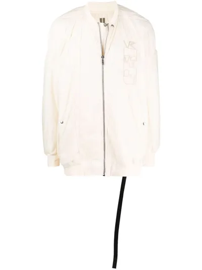 Rick Owens Drkshdw Embroidered-logo Bomber Jacket In Neutrals