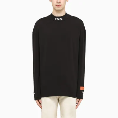 Heron Preston Black Long-sleeved T-shirt With Logo Embroideries