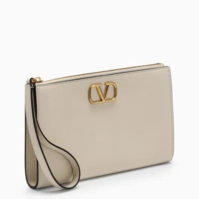 Valentino Garavani Ivory Vlogo Signature Small Pouch In White