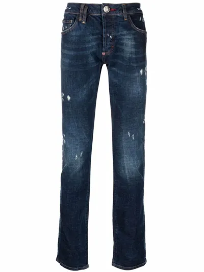 Philipp Plein Super-straight Mid-rise Jeans In Blue