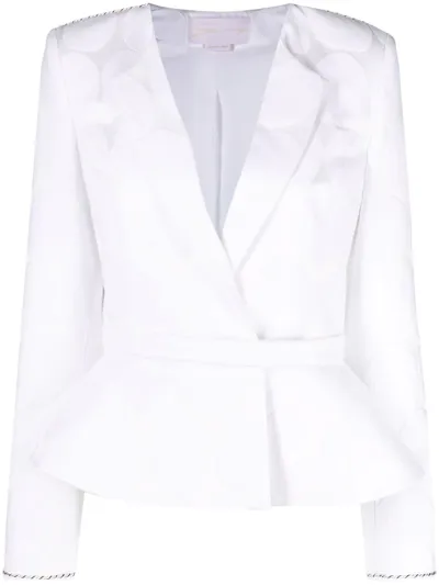 Genny Peplum-hem Single-breasted Blazer In White