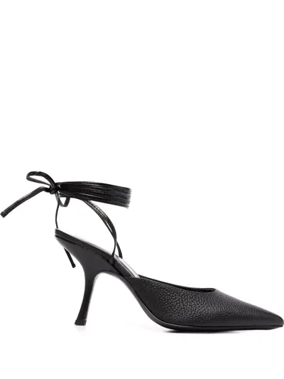 By Far Jen Grained Leather Pump In Black