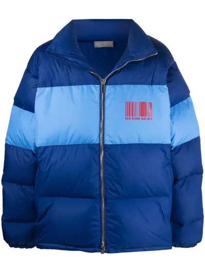 Vtmnts Two-tone Oversize Puffer Jacket In Blue