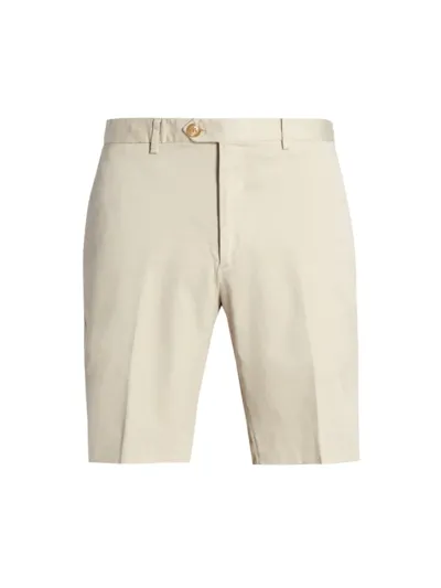 Ralph Lauren Purple Label Eaton Stretch-cotton Shorts In Stone