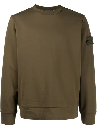 Stone Island Compass Motif Green Crewneck Sweatshirt