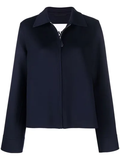 Jil Sander Zippered Cashmere Jacket In Blau