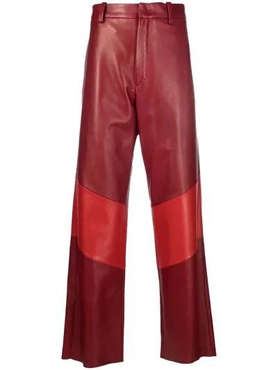 Jil Sander Lambskin Stripe-pattern Trousers In Red