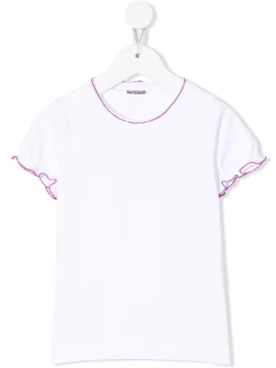 Il Gufo Kids' Flared Contrast-stitch T-shirt In White