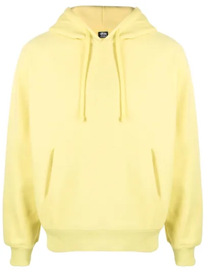 Stussy Embroidered Logo Fleece Hoodie In Giallo