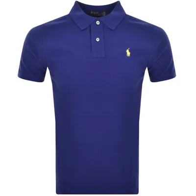 Ralph Lauren Man Royal Blue And Yellow Slim-fit Pique Polo Shirt