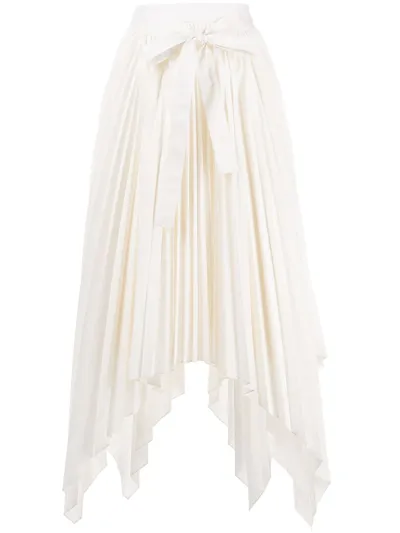 Rosetta Getty Asymmetric Pleated Skirt In White