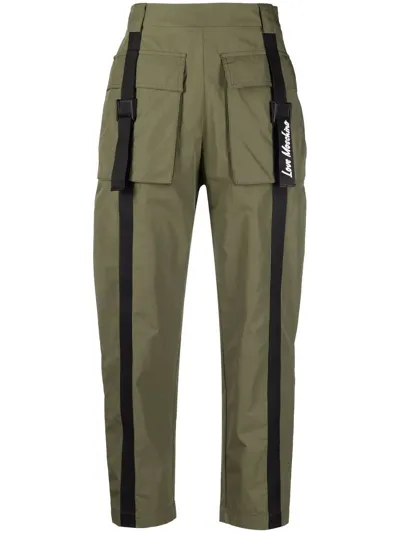 Love Moschino Flap-pockets Cotton-blend Parachute Trousers In Green