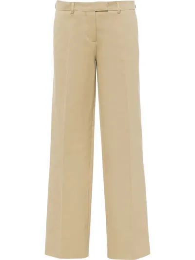 Miu Miu Mid-rise Wide-leg Cotton Chinos In Neutral