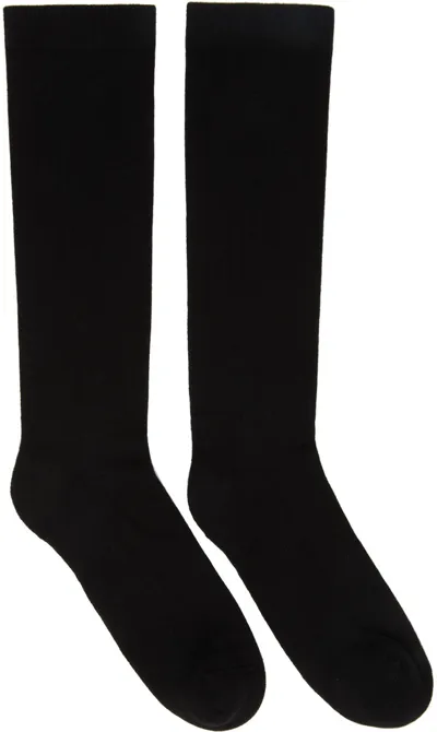 Rick Owens Drkshdw Black Graphic Logo Socks In 961 Black/oyster