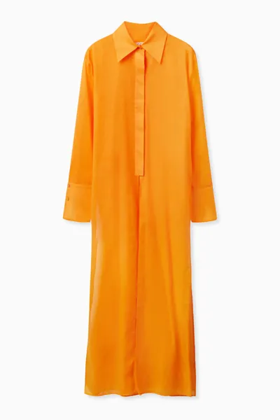 Cos Longline Voile Tunic In Orange