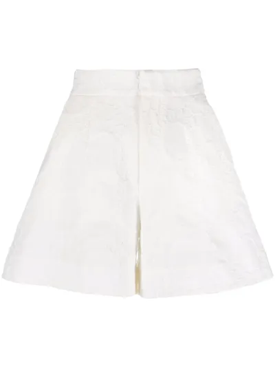 La Doublej High-waisted Embroidered Shorts In Weiss