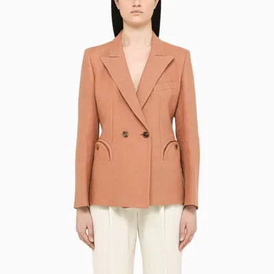 Blazé Milano Clay Linen Single-breasted Blazer In Brown