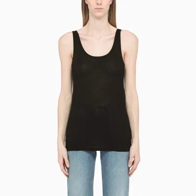 Saint Laurent Black Semi-transparent Tank Top