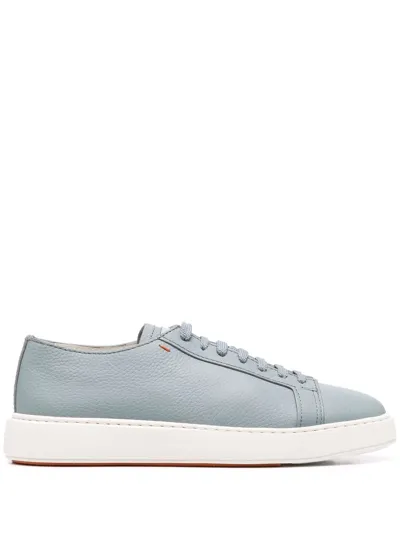 Santoni Contrast-tongue Low-top Sneakers In Blue