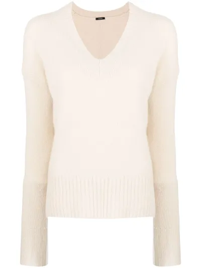 Joseph V-neck Cashmere Sweater In Neutrals