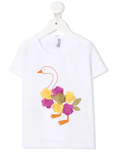 Il Gufo Kids' Graphic-print Short-sleeved T-shirt In White