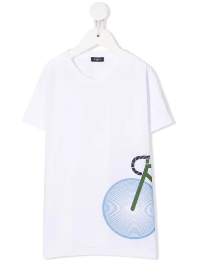 Il Gufo Kids' Cycle Graphic-print T-shirt In White