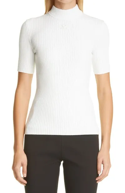 Courrèges Short Sleeves Knit Jumper In White