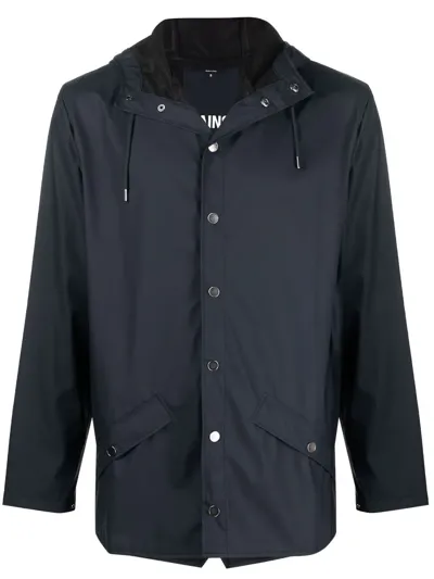 Rains Drawstring-hooded Bomber Jacket In Blue