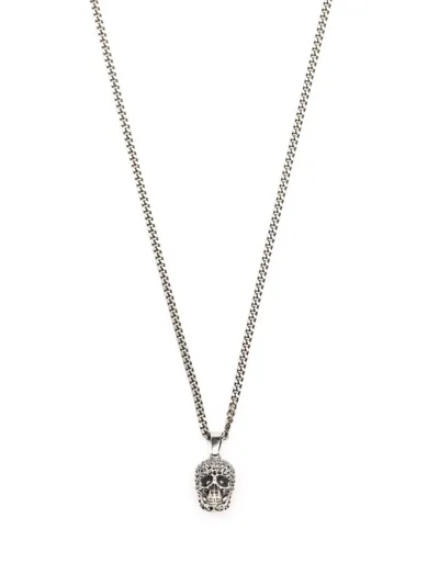 Alexander Mcqueen Skull Silver-tone Crystal Necklace In Metallic