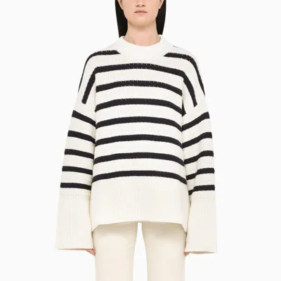 Samsã¸e Samsã¸e Blue And White Striped Sweater In Multicolor