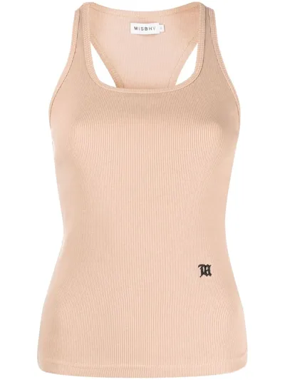 Misbhv Logo-embroidered Tank Top In Beige