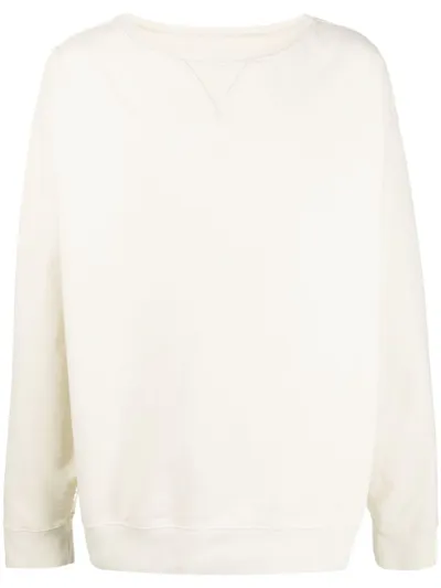 Maison Margiela Logo Embroidered Cotton Sweatshirt In White