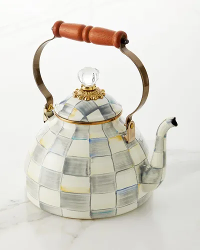 Mackenzie-childs Sterling Check Enamel Tea Kettle