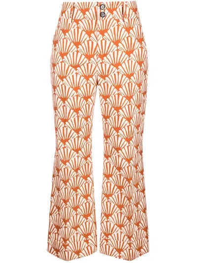 La Doublej Hendrix Ventaglio-print Flared Trousers