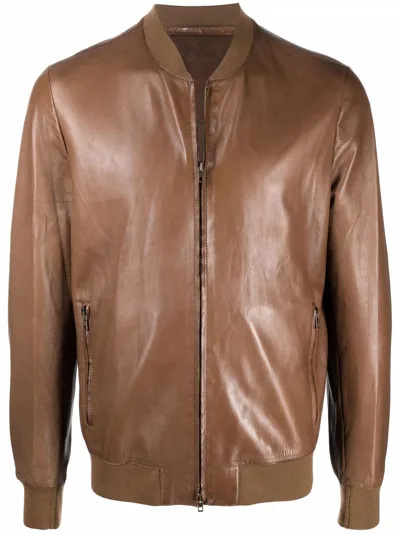 Salvatore Santoro Brown Sheepskin Leather Jacket In Braun