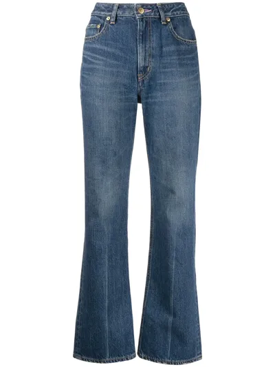 Tu Es Mon Tresor + Net Sustain The Moonstone Cropped High-rise Bootcut Jeans In Blue