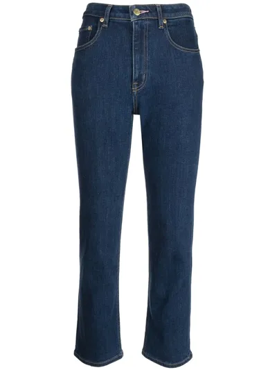 Tu Es Mon Tresor The Rose Quartz Mid-rise Cropped Skinny Jeans In Blue